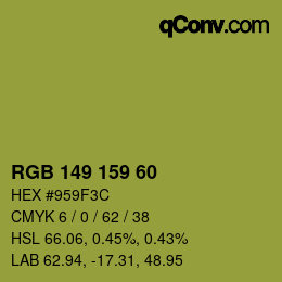 颜色代码: RGB 149 159 60 | qconv.com