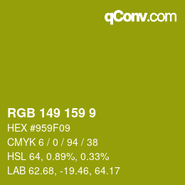 カラーコード: RGB 149 159 9 | qconv.com