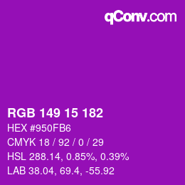 Color code: RGB 149 15 182 | qconv.com