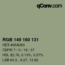 Code couleur: RGB 149 160 131 | qconv.com