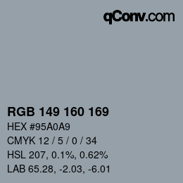 Color code: RGB 149 160 169 | qconv.com
