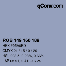 颜色代码: RGB 149 160 189 | qconv.com