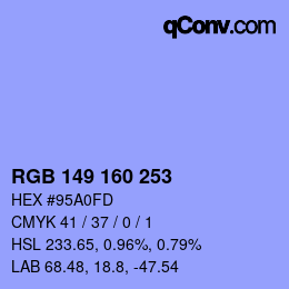 Color code: RGB 149 160 253 | qconv.com