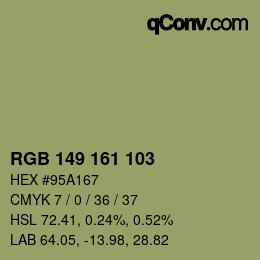 カラーコード: RGB 149 161 103 | qconv.com