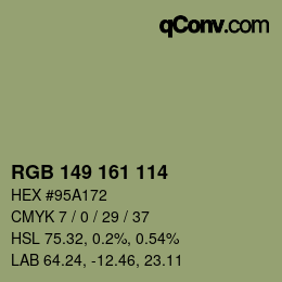 Color code: RGB 149 161 114 | qconv.com
