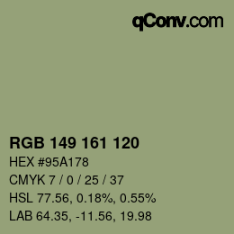 Farbcode: RGB 149 161 120 | qconv.com