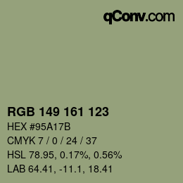 颜色代码: RGB 149 161 123 | qconv.com