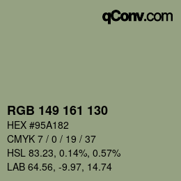 颜色代码: RGB 149 161 130 | qconv.com