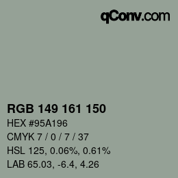 Color code: RGB 149 161 150 | qconv.com