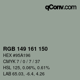 Color code: RGB 149 161 150 | qconv.com