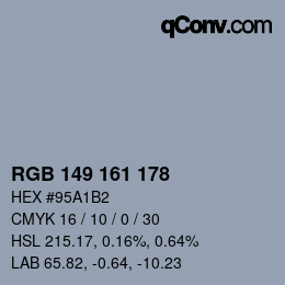 Farbcode: RGB 149 161 178 | qconv.com