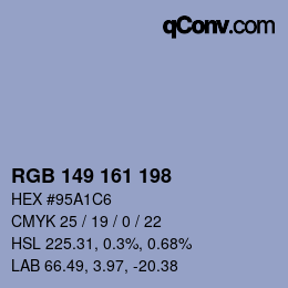 Color code: RGB 149 161 198 | qconv.com
