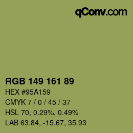 颜色代码: RGB 149 161 89 | qconv.com