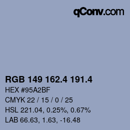 カラーコード: RGB 149 162.4 191.4 | qconv.com