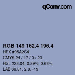 カラーコード: RGB 149 162.4 196.4 | qconv.com