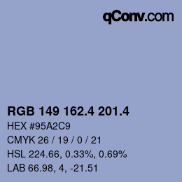 カラーコード: RGB 149 162.4 201.4 | qconv.com