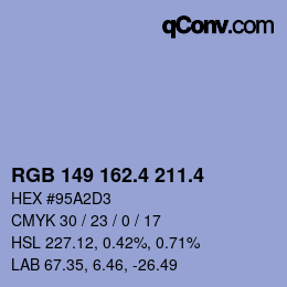 カラーコード: RGB 149 162.4 211.4 | qconv.com