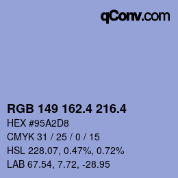 カラーコード: RGB 149 162.4 216.4 | qconv.com