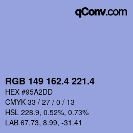 カラーコード: RGB 149 162.4 221.4 | qconv.com