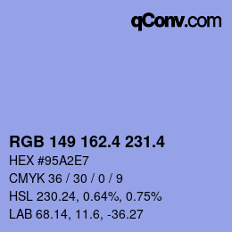 カラーコード: RGB 149 162.4 231.4 | qconv.com