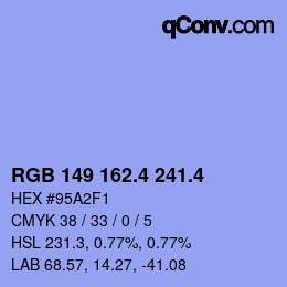 カラーコード: RGB 149 162.4 241.4 | qconv.com