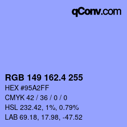 カラーコード: RGB 149 162.4 255 | qconv.com