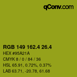 カラーコード: RGB 149 162.4 26.4 | qconv.com