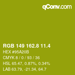 カラーコード: RGB 149 162.8 11.4 | qconv.com