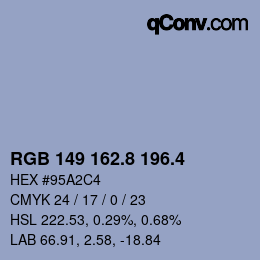 カラーコード: RGB 149 162.8 196.4 | qconv.com