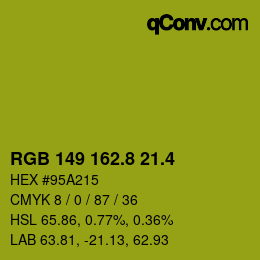 カラーコード: RGB 149 162.8 21.4 | qconv.com