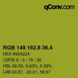 カラーコード: RGB 149 162.8 36.4 | qconv.com