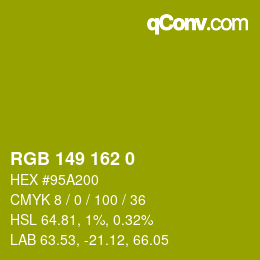 Color code: RGB 149 162 0 | qconv.com