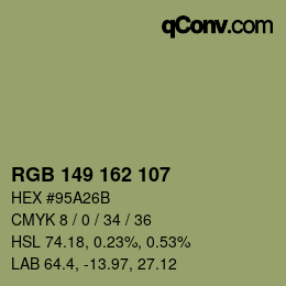 Código de color: RGB 149 162 107 | qconv.com