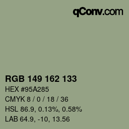 カラーコード: RGB 149 162 133 | qconv.com