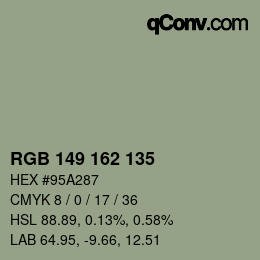Color code: RGB 149 162 135 | qconv.com