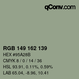 颜色代码: RGB 149 162 139 | qconv.com