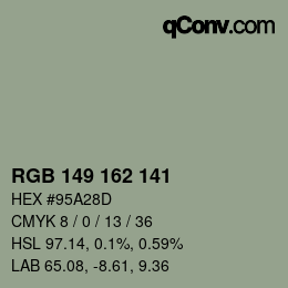 Código de color: RGB 149 162 141 | qconv.com