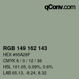 Color code: RGB 149 162 143 | qconv.com