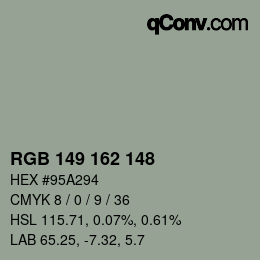 Color code: RGB 149 162 148 | qconv.com