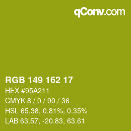 颜色代码: RGB 149 162 17 | qconv.com