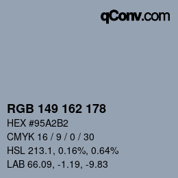 Color code: RGB 149 162 178 | qconv.com