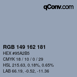 Color code: RGB 149 162 181 | qconv.com