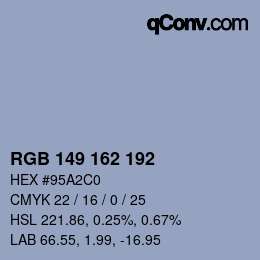 カラーコード: RGB 149 162 192 | qconv.com