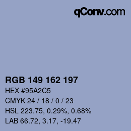 Color code: RGB 149 162 197 | qconv.com