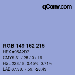 Color code: RGB 149 162 215 | qconv.com