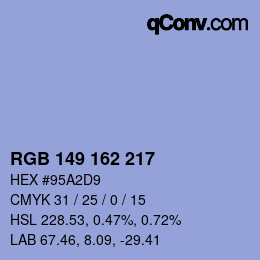 Color code: RGB 149 162 217 | qconv.com