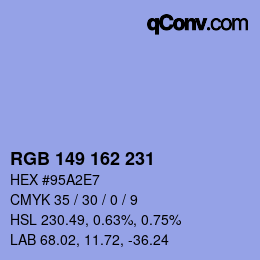 Color code: RGB 149 162 231 | qconv.com