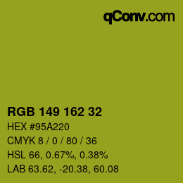 颜色代码: RGB 149 162 32 | qconv.com