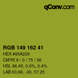 Color code: RGB 149 162 41 | qconv.com