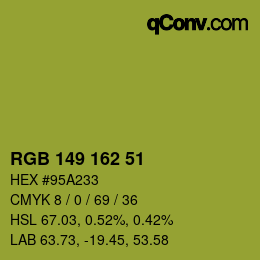 Color code: RGB 149 162 51 | qconv.com